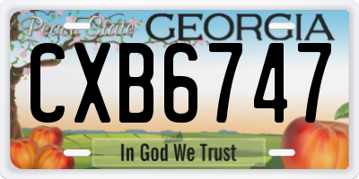 GA license plate CXB6747