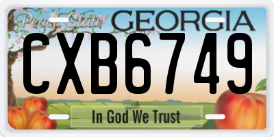 GA license plate CXB6749