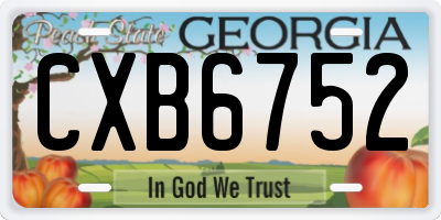 GA license plate CXB6752