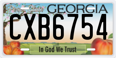 GA license plate CXB6754