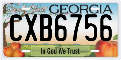 GA license plate CXB6756