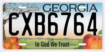 GA license plate CXB6764