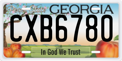 GA license plate CXB6780