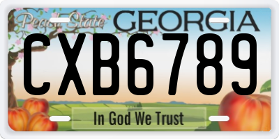 GA license plate CXB6789