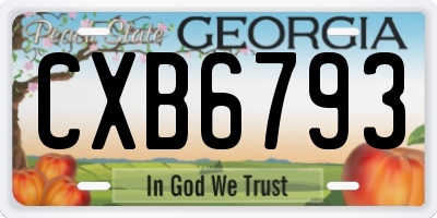GA license plate CXB6793