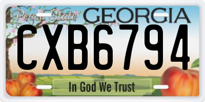 GA license plate CXB6794