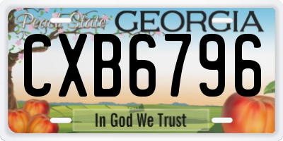 GA license plate CXB6796