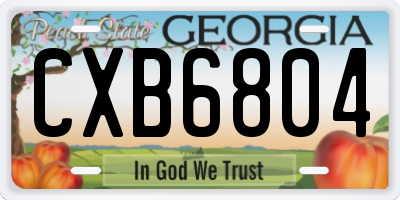 GA license plate CXB6804