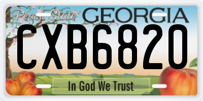 GA license plate CXB6820