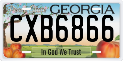 GA license plate CXB6866