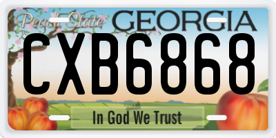 GA license plate CXB6868