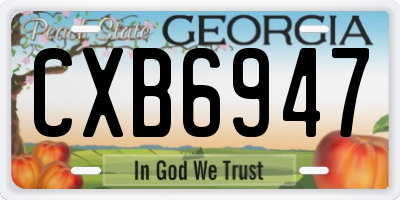 GA license plate CXB6947
