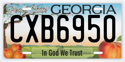 GA license plate CXB6950