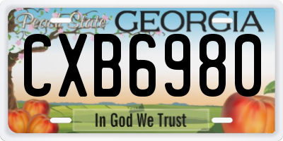 GA license plate CXB6980