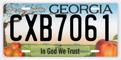 GA license plate CXB7061