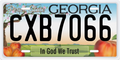 GA license plate CXB7066