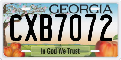 GA license plate CXB7072
