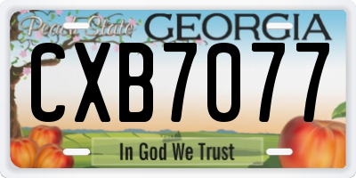GA license plate CXB7077