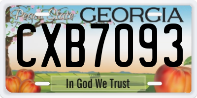 GA license plate CXB7093