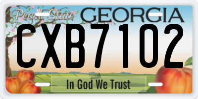 GA license plate CXB7102