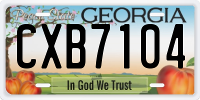 GA license plate CXB7104
