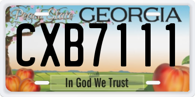 GA license plate CXB7111