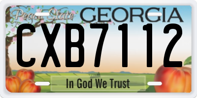 GA license plate CXB7112