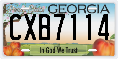GA license plate CXB7114