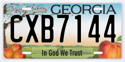 GA license plate CXB7144