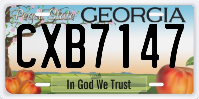 GA license plate CXB7147