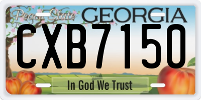 GA license plate CXB7150