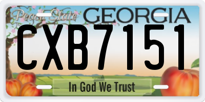 GA license plate CXB7151