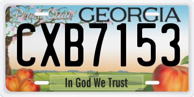 GA license plate CXB7153
