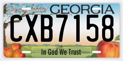 GA license plate CXB7158