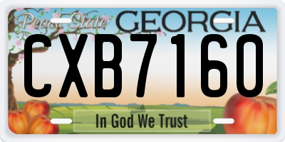 GA license plate CXB7160