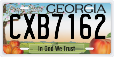 GA license plate CXB7162