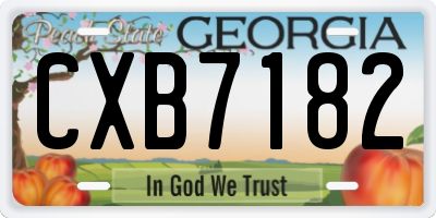 GA license plate CXB7182