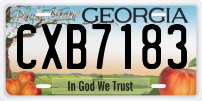 GA license plate CXB7183