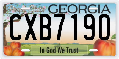 GA license plate CXB7190