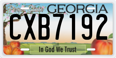 GA license plate CXB7192
