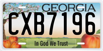GA license plate CXB7196