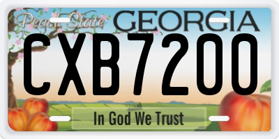 GA license plate CXB7200