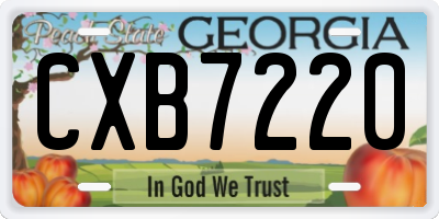 GA license plate CXB7220