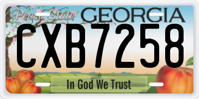 GA license plate CXB7258