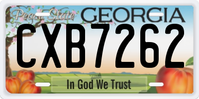 GA license plate CXB7262