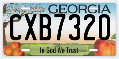 GA license plate CXB7320
