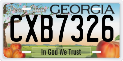 GA license plate CXB7326
