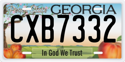 GA license plate CXB7332