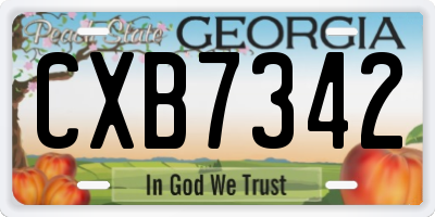 GA license plate CXB7342