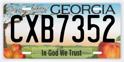 GA license plate CXB7352